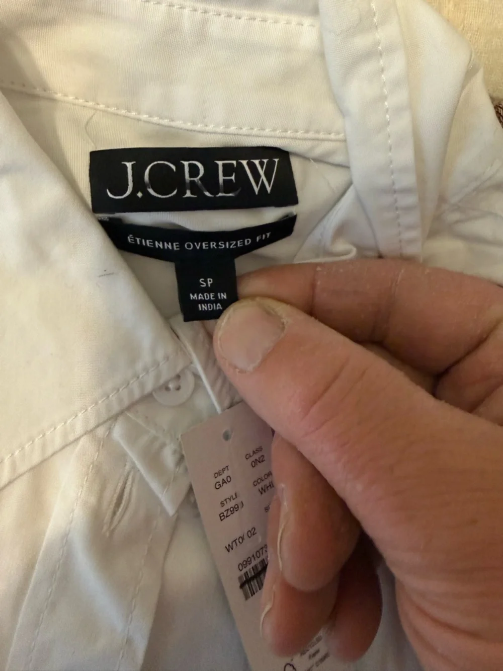 J. Crew White Button-Up Cotton Shirt